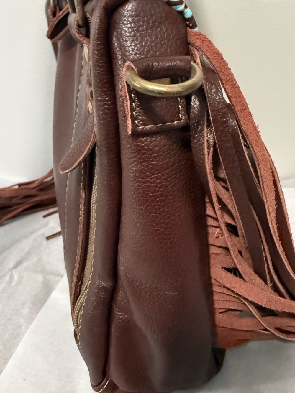 NWOT Myra Cowhide Tooled Leather Fringe Satchel CC - Picture 14 of 16